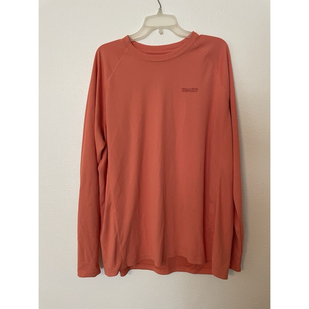 World Wide Sportsman Men's Sz XL Fishing Shirt Long Sleeve Tangerine Orange Mois